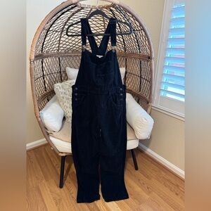 Free People We the Free Black Corduroy Ziggy Overalls Medium
